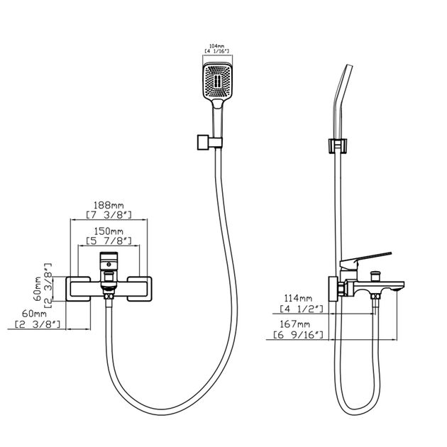 Смеситель для ванны Qtap Capricorn с душевым гарнитуром Chrome (k35) QTCAP3060102C48222, фото , зображення 2 | SNABZHENIE.com.ua