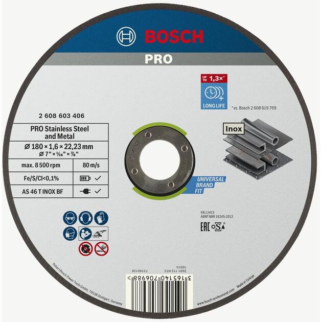 BOSCH Армированный отрезной круг PRO Stainless Steel and Metal, длительный срок службы, для больших углов, фото  | SNABZHENIE.com.ua