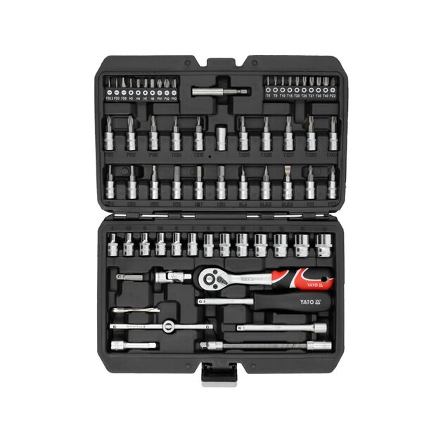 Набір головок торцевих і насадок викруткових YATO: квадрат 1/4" з прикладними інструментами 68 шт., фото  | SNABZHENIE.com.ua