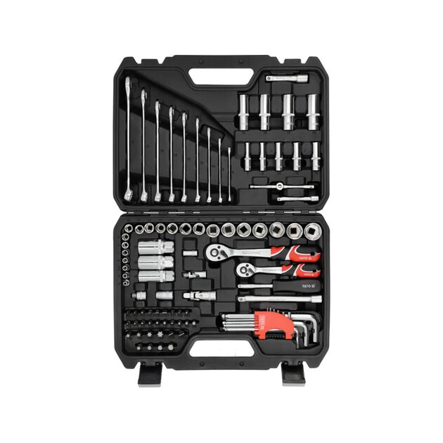 Набір насадок торцевих, викруткових і ключів YATO квадрат 1/4", 3/8" з прикладними інструм-ми 92 шт., фото  | SNABZHENIE.com.ua