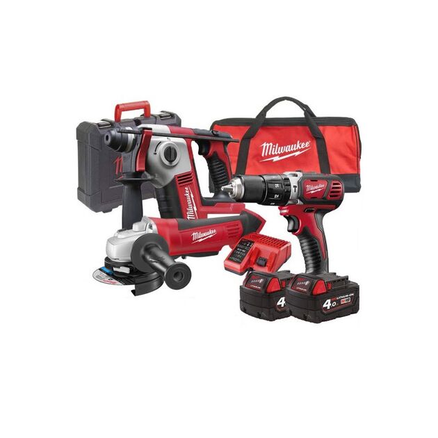 Набор инструментов аккумуляторных MILWAUKEE, M18 BPP3A-402B (ЗУ, 2х4Ач, M18 BPD, AG-115, BH. сумка), фото  | SNABZHENIE.com.ua