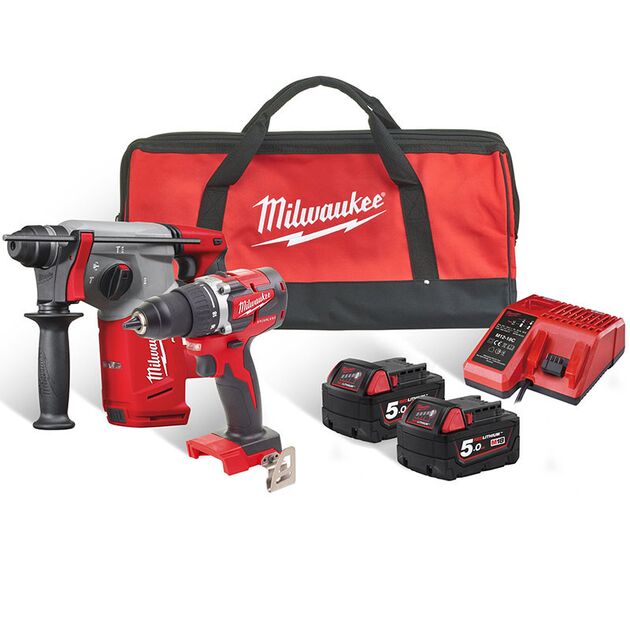 Набор инструментов акумуляторных MILWAUKEE, M18FPP2BB-502B (ЗУ, 2х5Ач, M18 CBLDD, CHX, сумка), фото  | SNABZHENIE.com.ua