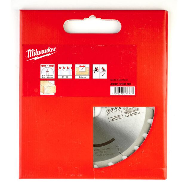 Диск пильный по дереву для торцевых пил MILWAUKEE, Ø216х30х2,8мм, 24 зуб., фото , изображение 2 | SNABZHENIE.com.ua