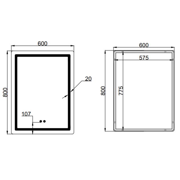 Зеркало Qtap Mideya (MI2) 600х800 с LED-подсветкой Touch, с антизапотеванием, диммером, рег. яркости QT2078F6080, фото , зображення 2 | SNABZHENIE.com.ua