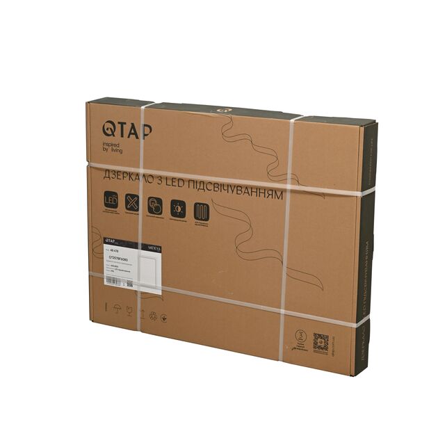 Зеркало Qtap Mideya (MI2) 600х800 с LED-подсветкой Touch, с антизапотеванием, диммером, рег. яркости QT2078F6080, фото , зображення 6 | SNABZHENIE.com.ua