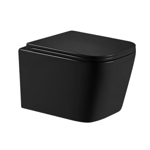 Унитаз подвесной Qtap Crow Ultra Quiet 485×340×290 мм, Matt Black, с сиденьем Slim Duroplast/ Soft-close/ Quick Release QT05335171MB, фото  | SNABZHENIE.com.ua