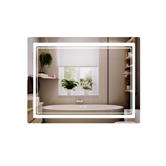 Зеркало Qtap Cardinal (CA2) 1000х800 с LED-подсветкой Touch, с антизапотеванием, с диммером, рег. темп. цвета (3000-6500K) QT0478C1008048455, фото  | SNABZHENIE.com.ua