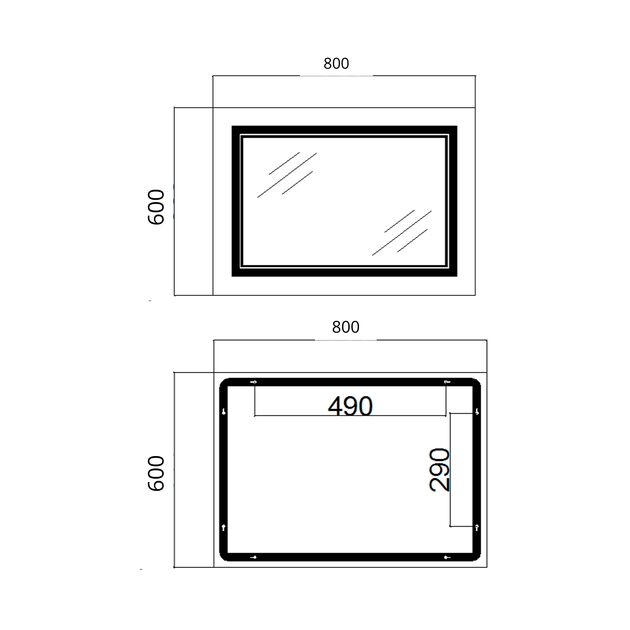 Зеркало Qtap Cardinal (CA1) 800х600 с LED-подсветкой Touch, с антизапотеванием, с диммером, рег. темп. цвета (3000-6500K) Reverse QT0478C8060, фото , изображение 2 | SNABZHENIE.com.ua