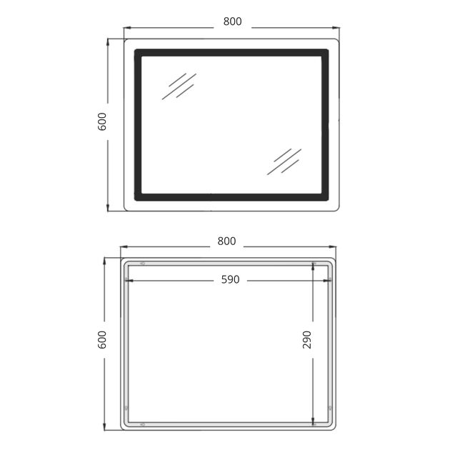 Зеркало Qtap Cardinal (CA2) 800х600 с LED-подсветкой Touch, с антизапотеванием, с диммером, рег. темп. цвета (3000-6500K) Reverse QT0478C806048457, фото , изображение 2 | SNABZHENIE.com.ua