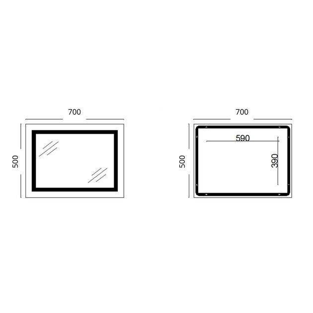 Зеркало Lidz Kubis (KU1) 700х500 с LED-подсветкой Touch, с антизапотеванием, с диммером, рег. яркости LD78LF90448485, фото , изображение 2 | SNABZHENIE.com.ua