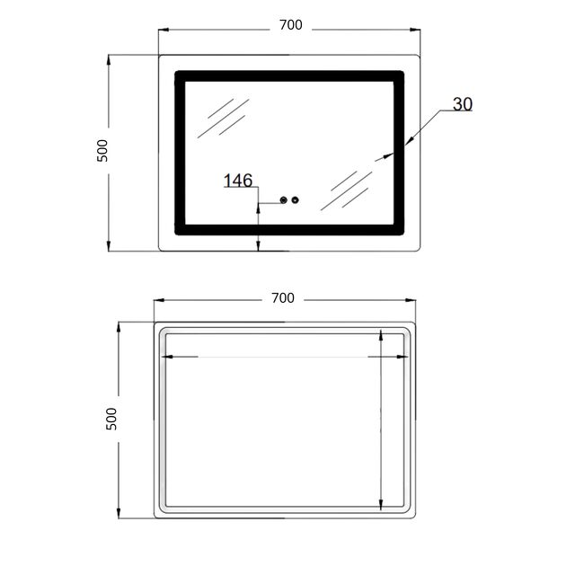 Зеркало Lidz Kubis (KU2) 700х500 с LED-подсветкой Touch, с антизапотеванием, с диммером, рег. яркости LD78LF90448486, фото , изображение 2 | SNABZHENIE.com.ua