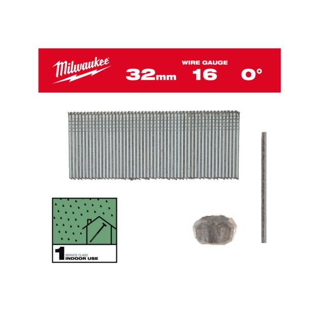 Гвозди оцинкованные с Т-образной головкой MILWAUKEE 16G/0°/32мм, (5000шт), фото  | SNABZHENIE.com.ua