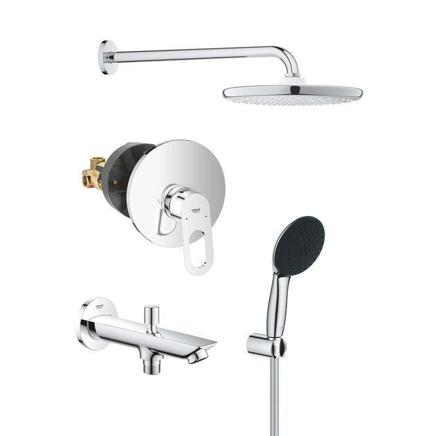 Душевая система скрытого монтажа Grohe Vitalio Start 250 с изливом для ванны и смесителем Bauloop UA290810R3, фото  | SNABZHENIE.com.ua