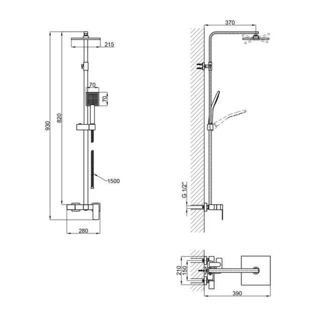 Душевая система универсальная Qtap Sloup на три потребителя (с изливом) QTSLO53103KNC49198 Chrome, фото , зображення 2 | SNABZHENIE.com.ua