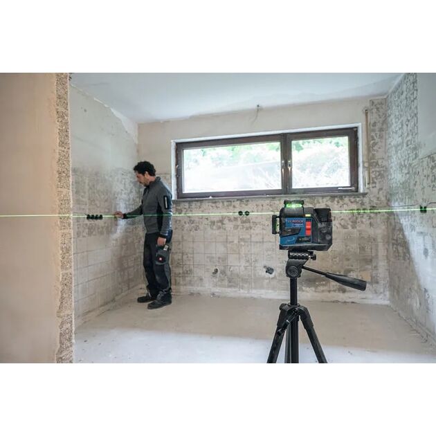 Нівелір лазерний Bosch GLL 12V-100-33 CG 12В/4АА акб1х2.0А·год до 30м ±0.3мм/м зелений промінь кейс 4.44кг, фото , изображение 9 | SNABZHENIE.com.ua