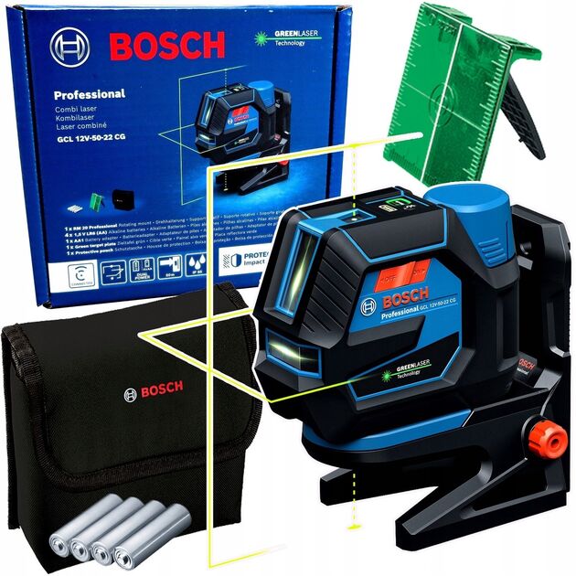 Нівелір лазерний Bosch GCL 12V-50-22 CG 12В/4АА до 25м ±0.3мм/м зелений промінь чохол 1.49кг, фото , изображение 6 | SNABZHENIE.com.ua