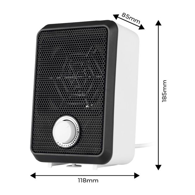 Тепловентилятор електричний настільний Neo Tools, 600Вт, термостат, білий, 0.62кг, фото , изображение 7 | SNABZHENIE.com.ua