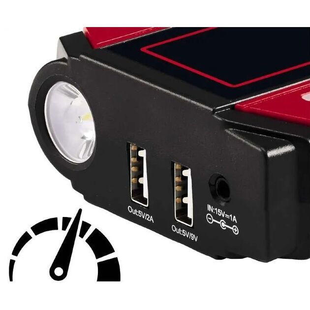 Пуско-зарядний пристрій портативний Einhell CE-JS 12, 12В, 11100мА·год, струм 200А/пік 400А , 2хUSB 5В, фото , зображення 5 | SNABZHENIE.com.ua