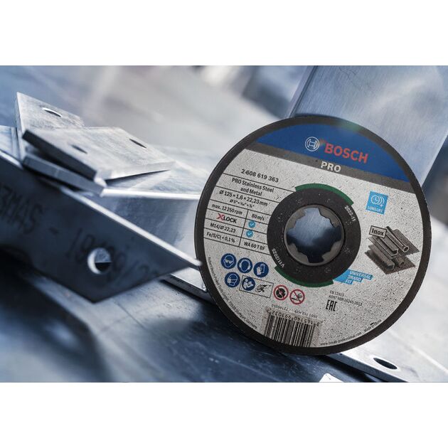 Диск відрізний Bosch Professional X-LOCK Inox по нержавіючій сталі 125x1.6x22.23мм, 10шт, фото , зображення 4 | SNABZHENIE.com.ua