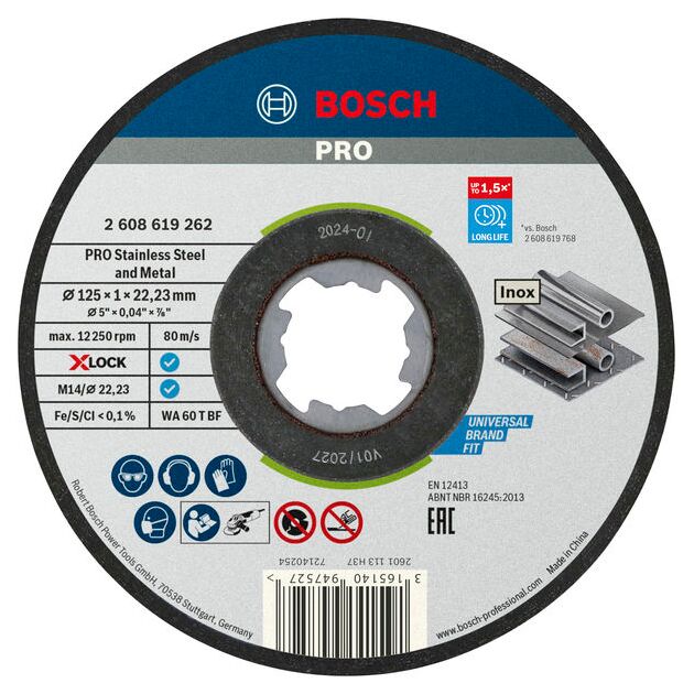 Диск відрізний Bosch Professional X-LOCK по нержавіючій сталі 125x1x22.23мм, 10шт, фото , изображение 2 | SNABZHENIE.com.ua