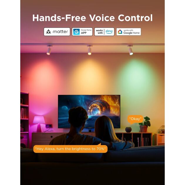 Лампа розумна Govee H600C, E14, 5W, 450Lm, 2700K-6400K, RGBWW, WI-FI/Bluetooth, білий, фото , зображення 9 | SNABZHENIE.com.ua