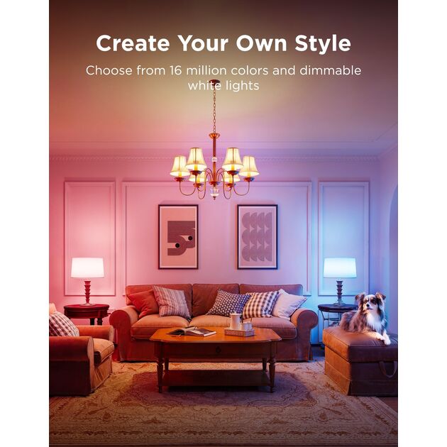 Лампа розумна Govee H600C, E14, 5W, 450Lm, 2700K-6400K, RGBWW, WI-FI/Bluetooth, білий, фото , зображення 8 | SNABZHENIE.com.ua