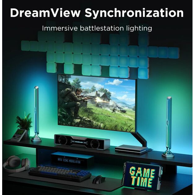 Піксельний єкран Govee H8630 LED Gaming Pixel Light 32x32 Pixels, RGBIC, WI-FI/Bluetooth, сірий, фото , изображение 5 | SNABZHENIE.com.ua