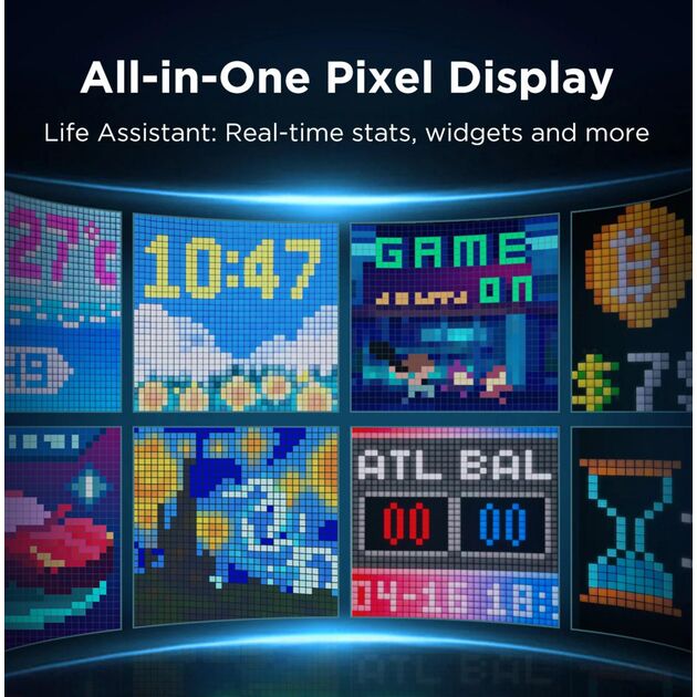 Піксельний єкран Govee H8630 LED Gaming Pixel Light 32x32 Pixels, RGBIC, WI-FI/Bluetooth, сірий, фото , изображение 6 | SNABZHENIE.com.ua