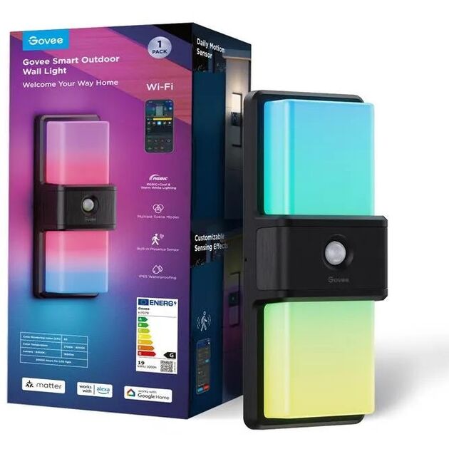 Світильник Govee H7078 Smart Outdoor Wall light, RGBICWW, IP65, WI-FI/Bluetooth, білий, фото  | SNABZHENIE.com.ua