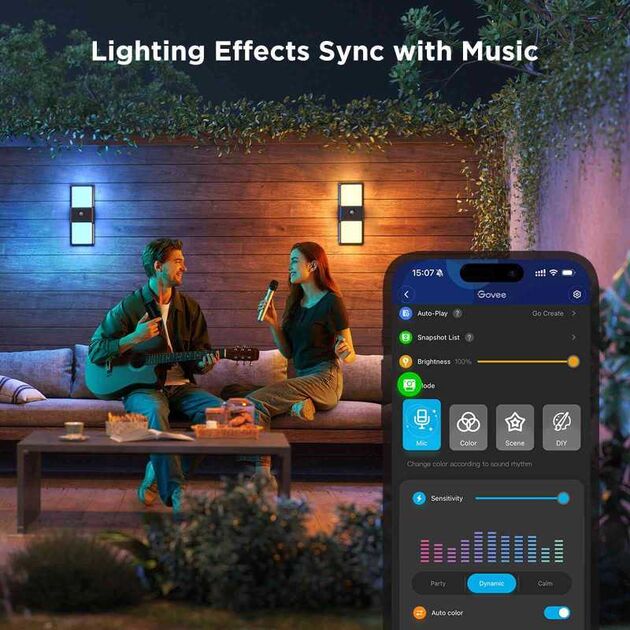 Світильник Govee H7078 Smart Outdoor Wall light, RGBICWW, IP65, WI-FI/Bluetooth, білий, фото , изображение 4 | SNABZHENIE.com.ua