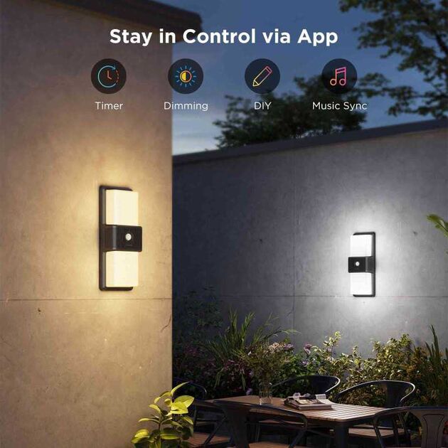 Світильник Govee H7078 Smart Outdoor Wall light, RGBICWW, IP65, WI-FI/Bluetooth, білий, фото , изображение 7 | SNABZHENIE.com.ua