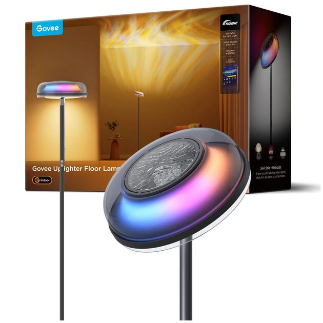 Торшер розумний Govee H60B0 Uplighter Floor Lamp, 1000Lm, RGBWW+RGBIC+WW, WI-FI/Bluetooth, чорний, фото , изображение 2 | SNABZHENIE.com.ua