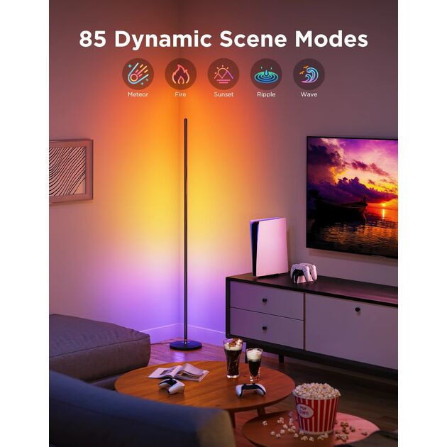 Торшер розумний Govee H8076 Govee Floor Lamp lite, 1000Lm, RGBWW+RGBIC+WW, WI-FI/Bluetooth, чорний, фото , изображение 8 | SNABZHENIE.com.ua