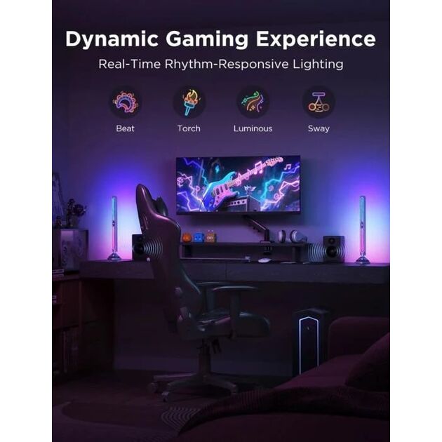 Набір адаптивного підсвічування Govee H6048 Govee Gaming Light Bars Pro, RGBIC, WI-FI/Bluetooth, чорний, фото , зображення 5 | SNABZHENIE.com.ua