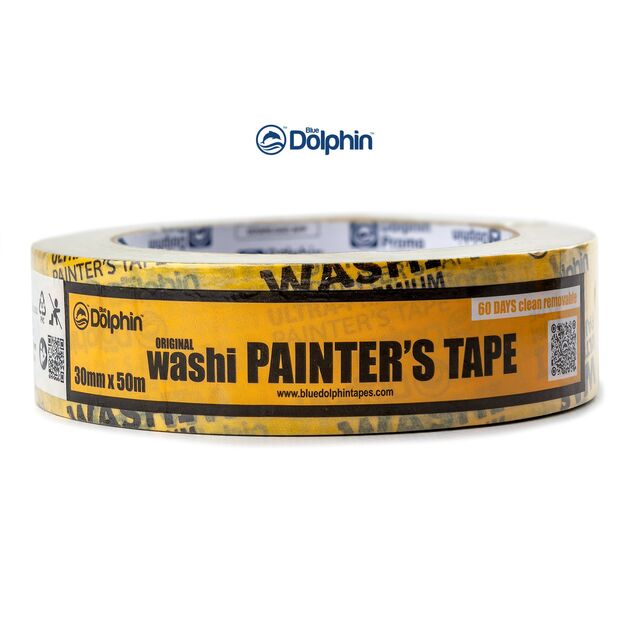 Малярная лента (скотч) 30мм х 50м Blue Dolphin WASHI XF7 ULTRA PREMIUM рисовая бумага 5 шт, фото , изображение 5 | SNABZHENIE.com.ua
