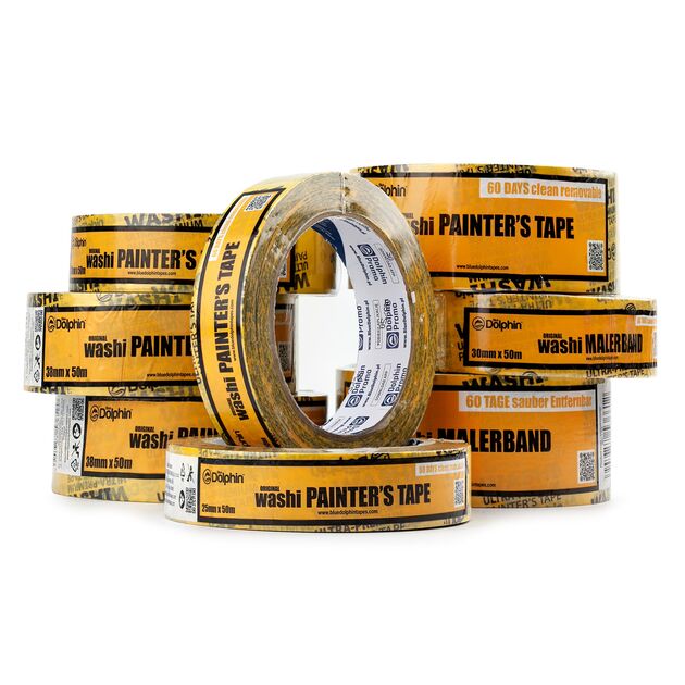 Малярная лента (скотч) 30мм х 50м Blue Dolphin WASHI XF7 ULTRA PREMIUM рисовая бумага 3 шт, фото , изображение 6 | SNABZHENIE.com.ua