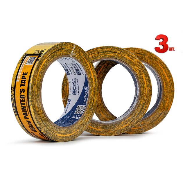 Малярная лента (скотч) 30мм х 50м Blue Dolphin WASHI XF7 ULTRA PREMIUM рисовая бумага 3 шт, фото  | SNABZHENIE.com.ua