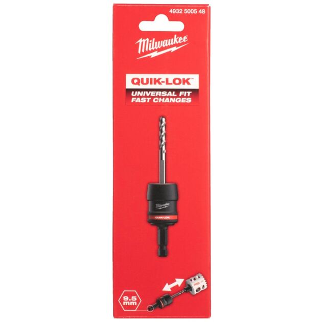 Хвостовик быстросьемный для коронок Bi-Metal HOLE DOZER MILWAUKEE QUIK-LOK (Hex 9,5мм), фото , изображение 2 | SNABZHENIE.com.ua