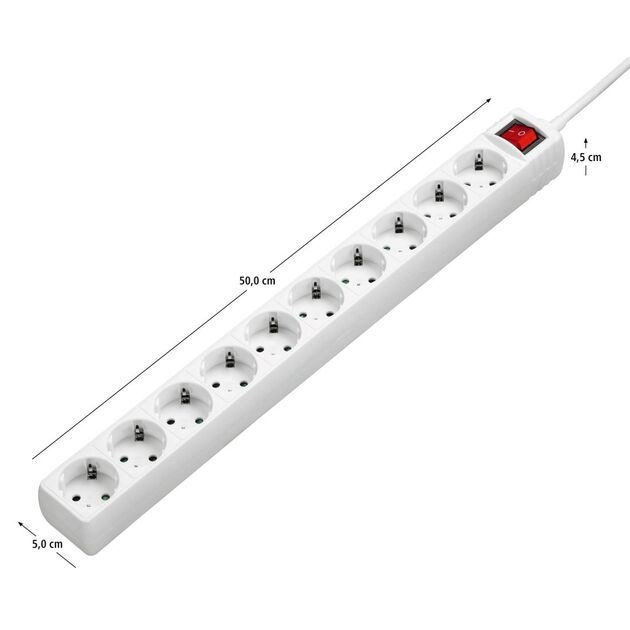 Подовжувач мережевий Hama 3м, 10хТип, 16А, фільтр, білий, фото , зображення 4 | SNABZHENIE.com.ua