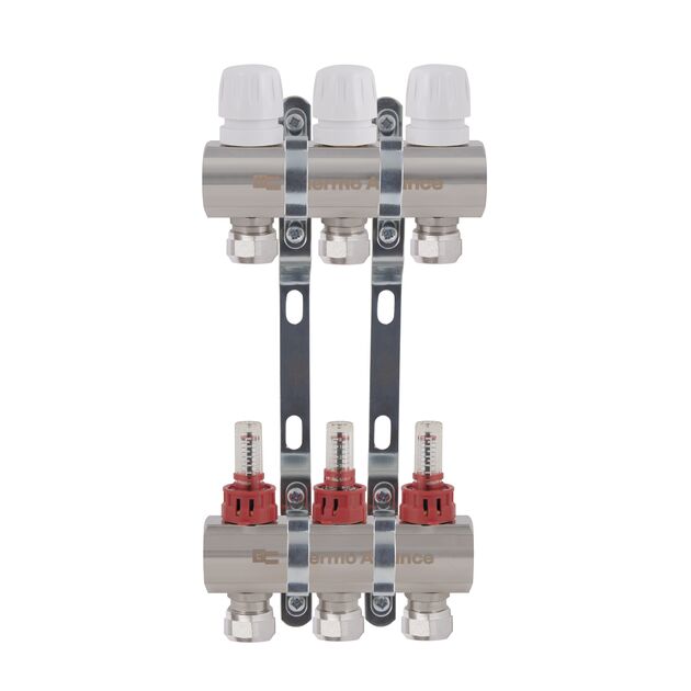Thermo Alliance Standart Коллектор латунный с расходомерами и евроконусами 1"х3  TAS235W3E, фото  | SNABZHENIE.com.ua