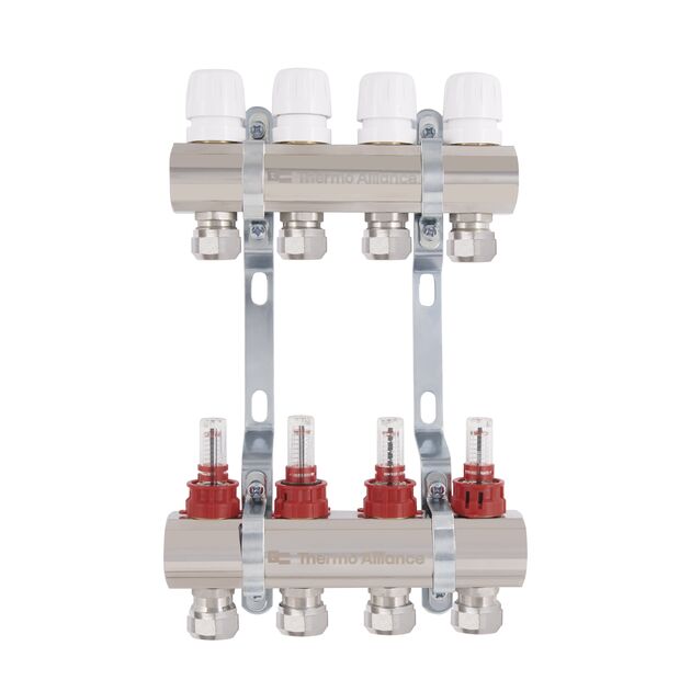Thermo Alliance Standart Коллектор латунный с расходомерами и евроконусами 1"х4  TAS235W4E, фото  | SNABZHENIE.com.ua