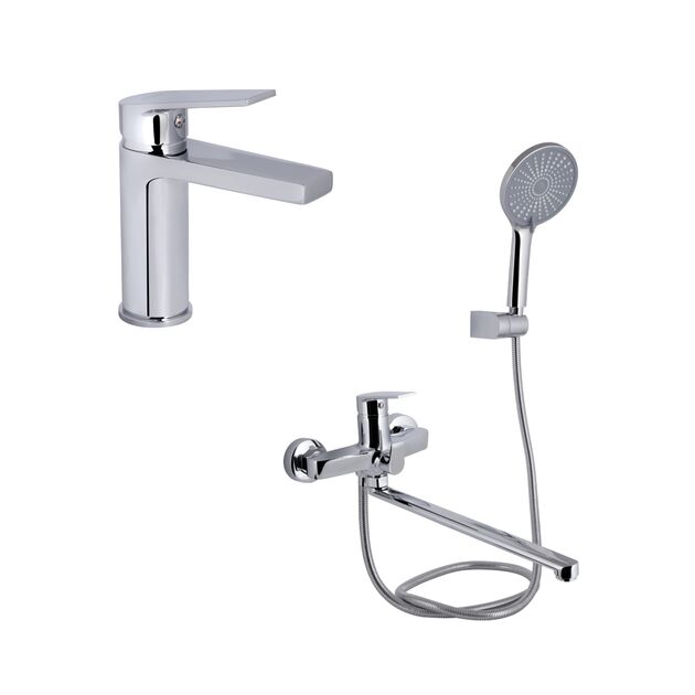 Акционный набор Qtap: Stenava New Смеситель для раковины QTSTE270CRM45535 Chrome + Stenava New Смеситель для ванны QTSTE2601CRM45536 Chrome, фото  | SNABZHENIE.com.ua