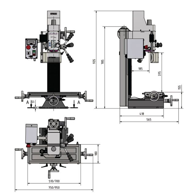 Настольный фрезерный станок по металлу Optimum OPTImill BF 20 L Vario STURMER Maschinen, фото , зображення 4 | SNABZHENIE.com.ua