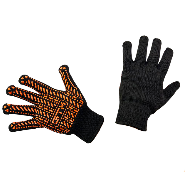 GTM Рукавички трикотажні чорні ТМ GTM LUX, помаранчева ПВХ р.10, фото  | SNABZHENIE.com.ua