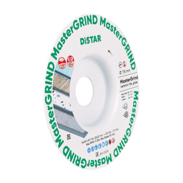 Круг алмазный отрезной 1A1R V 115x1,8/1,5x30x22,23 MasterGRIND, фото , зображення 5 | SNABZHENIE.com.ua