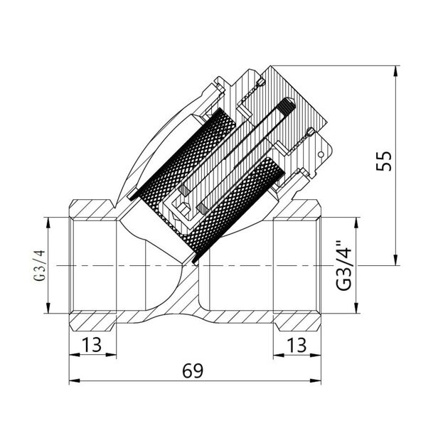Фильтр грубой очистки Thermo Alliance Forte для воды 3/4"ВВ косой с магнитом TAF126MW20, фото , изображение 2 | SNABZHENIE.com.ua