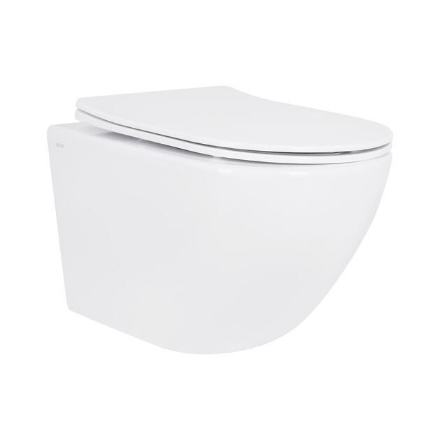 Унитаз подвесной Jay Rimless 485×360×320 мм, White, с сиденьем Slim Duroplast/ Soft-close/ Quick Relase QT07335177RW Qtap, фото  | SNABZHENIE.com.ua