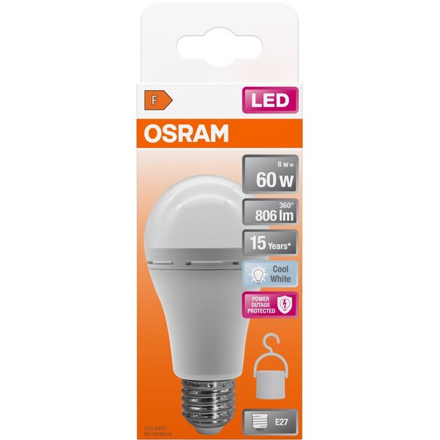 Лампа OSRAM LED E27 8Вт 806Лм 4000К A60 акумуляторна, фото , зображення 9 | SNABZHENIE.com.ua