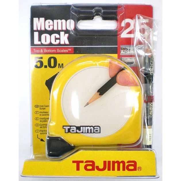 Рулетка універсальна будівельна TAJIMA MEMO LOCK, ML550MRL - 5м*25мм, фото , зображення 5 | SNABZHENIE.com.ua Рулетка універсальна будівельна TAJIMA MEMO LOCK, ML550MRL - 5м*25мм, фото , зображення 5 | SNABZHENIE.com.ua