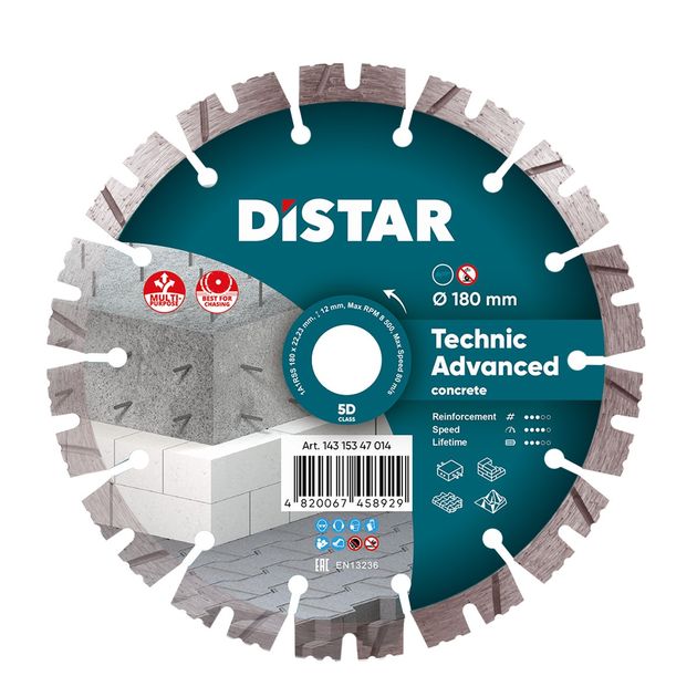 Отрезной алмазный круг DISTAR 180 мм, 2,6/1,8 мм, 12 мм, Technic Advanced, фото  | SNABZHENIE.com.ua